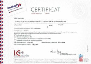 FCS 84 Certificat Qualiopi